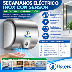 Secamanos Eléctrico Inox con Sensor