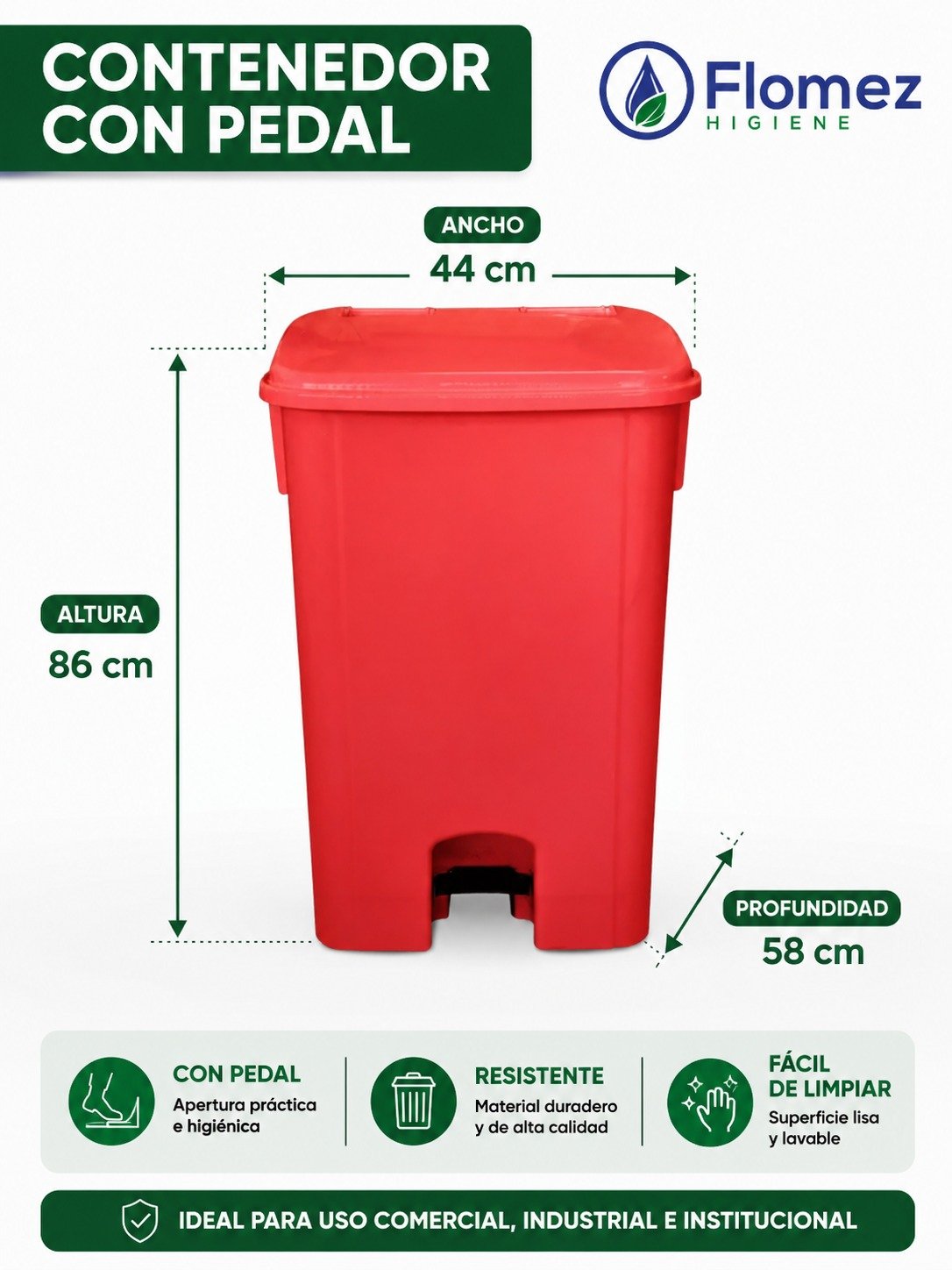 Basurero Pedal BRAL, 100 L. - Imagen 2