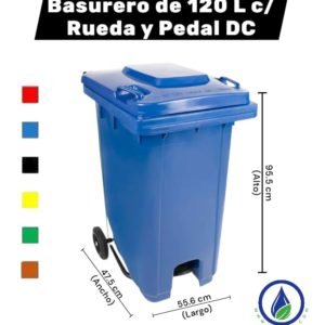 Basurero de 120 L C/ Rueda y Pedal DC