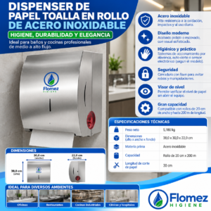 Dispenser Papel Toalla en Rollo Inox