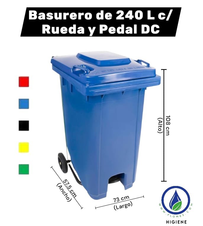 Basurero de 240 L c/ Rueda y Pedal DC