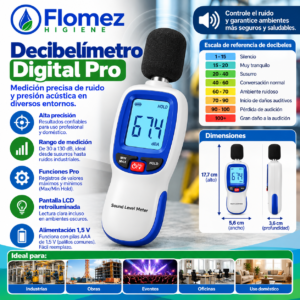 Decibelimetro Digital Pro Sonido/Ruido, 1.5 V