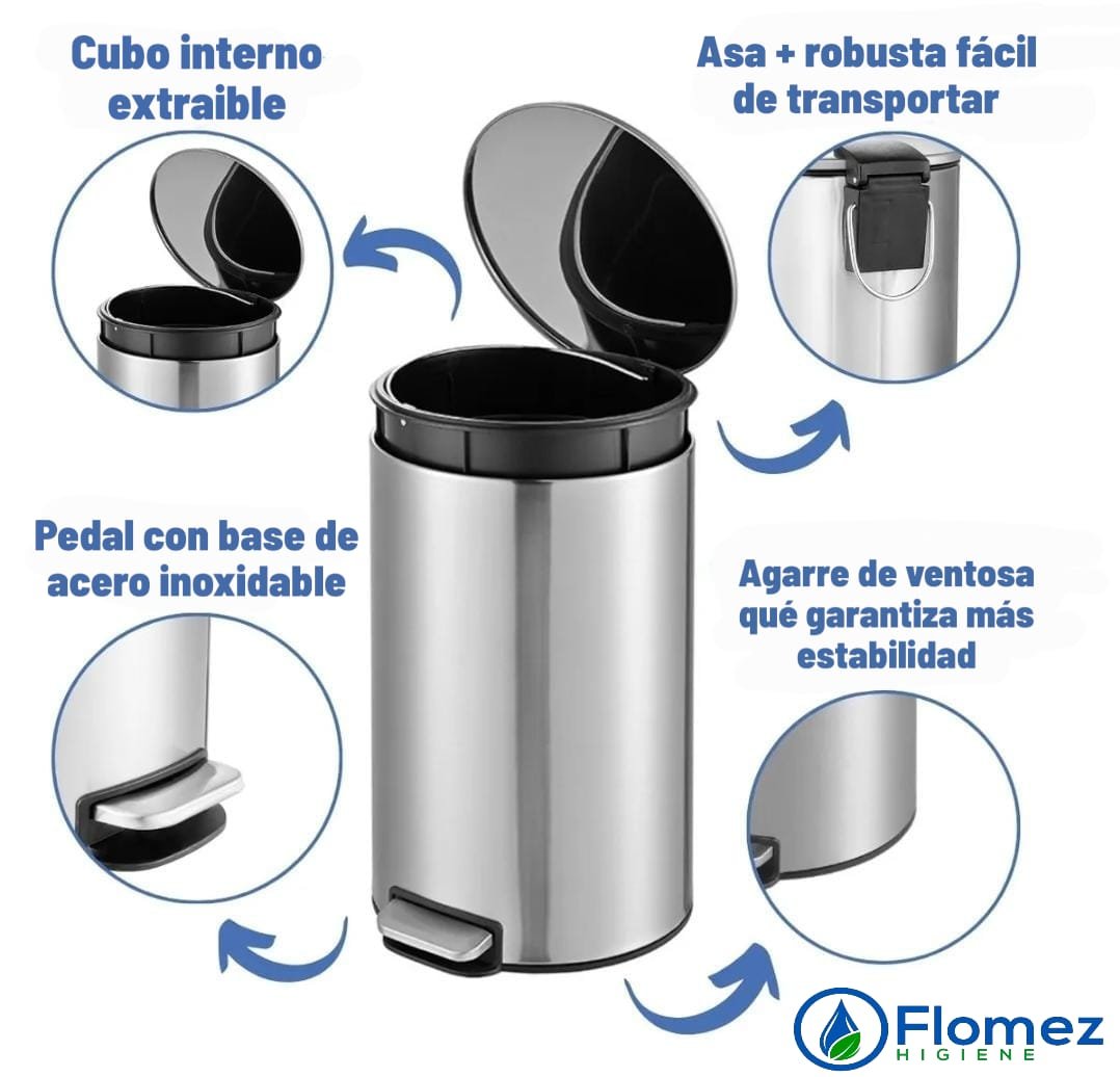 Basurero Basculante Inox Market 3 L