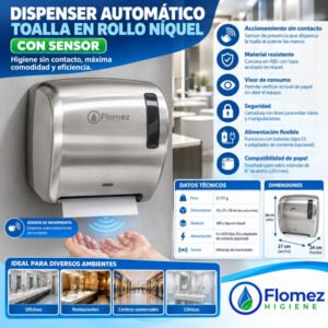 Dispenser automatico toalla en rollo Niquel