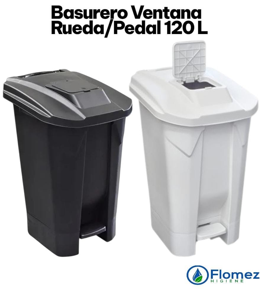 BASURERO VENTANA RUEDA/PEDAL 120 L