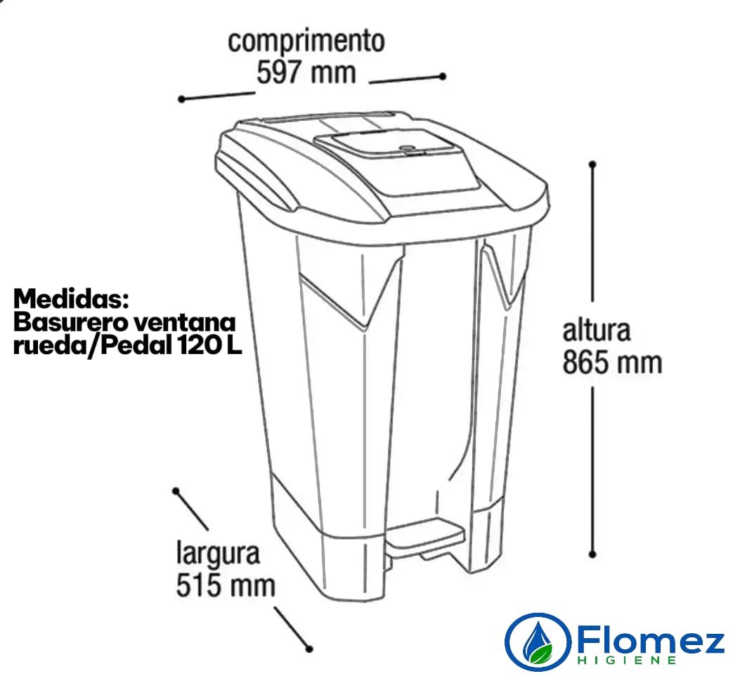 BASURERO VENTANA RUEDA/PEDAL 120 L - Imagen 4