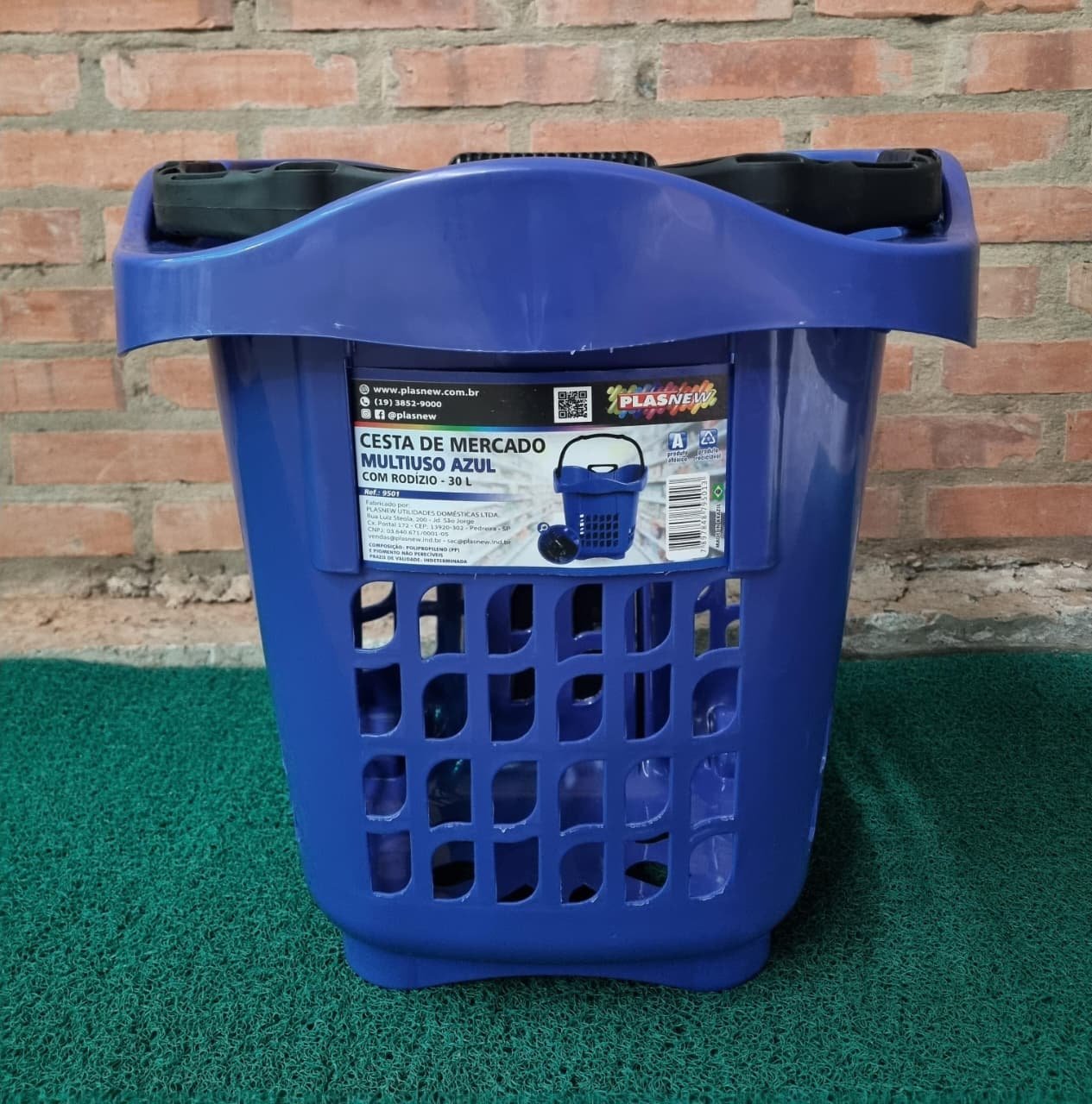 Canasta mercado azul con ruedas, 30 L - Imagen 2