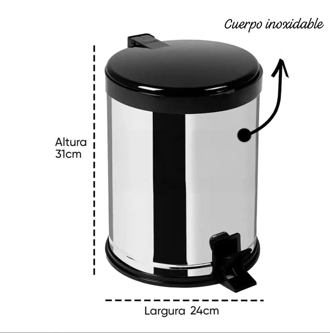 Basurero inox pedal tapa PLA VI, 12 L - Imagen 2