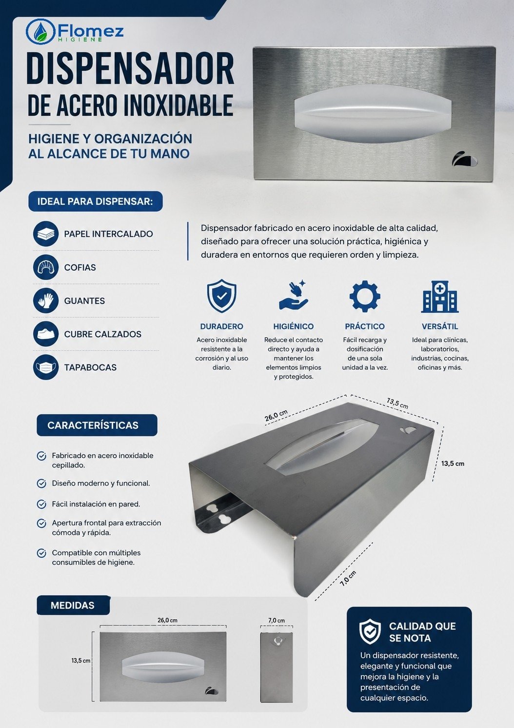 Dispenser inox leaf mesada/ pared