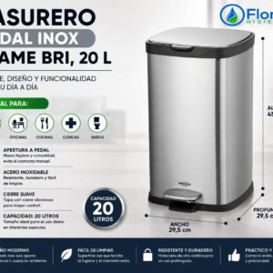 Basurero pedal inox frame bri, 20 L