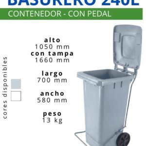 BASURERO 240 L TNK C/ RUEDA Y PEDAL