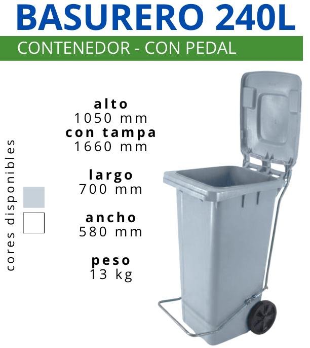 BASURERO 240 L TNK C/ RUEDA Y PEDAL