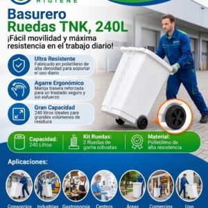 Basurero Ruedas TNK, 240 L