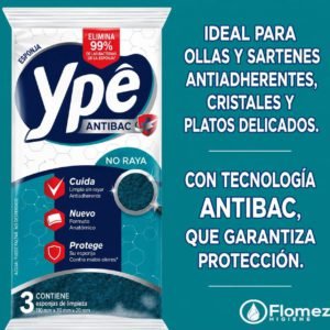 Esponja Antibacterial Ype Limpia bacha sin rayas x3 u.